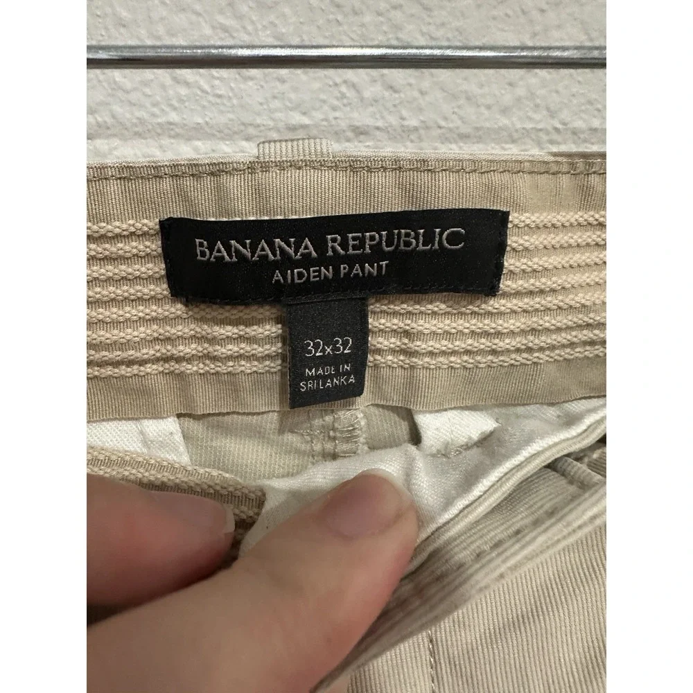 Banana Republic Pants Mens 32 x 32 Aiden Chino 100% Cotton Khaki‎ Preppy Classic